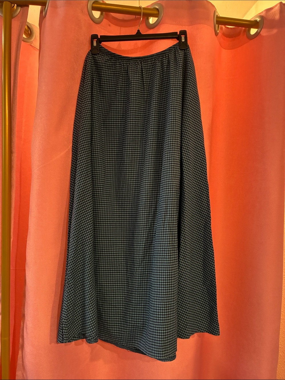 Rat Boi Blue Gingham Maxi Skirt with Elastic Waist